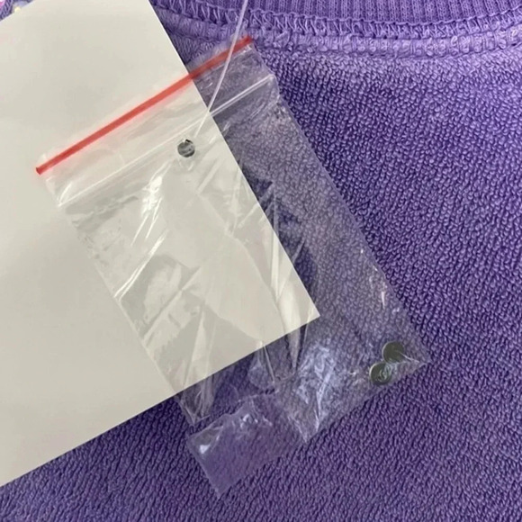 Quacker Factory Sweater Women’s Medium Purple Short Sleeve Terry Cloth Studded - Picture 9 of 9